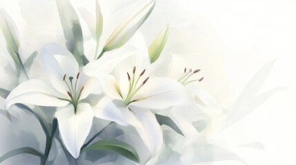 Fototapeta premium White lilies artwork with soft light.