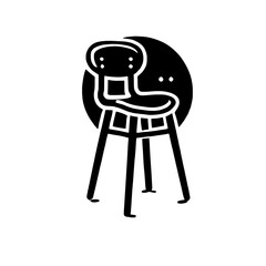 Highchair Silhouette Icon: Minimalist silhouette of a highchair, perfect for representing baby care, feeding, and growth.  