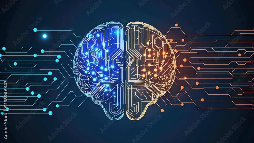 Aufkleber artificial digital brain circuit technology integration