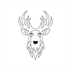 line art deer head vector illustration