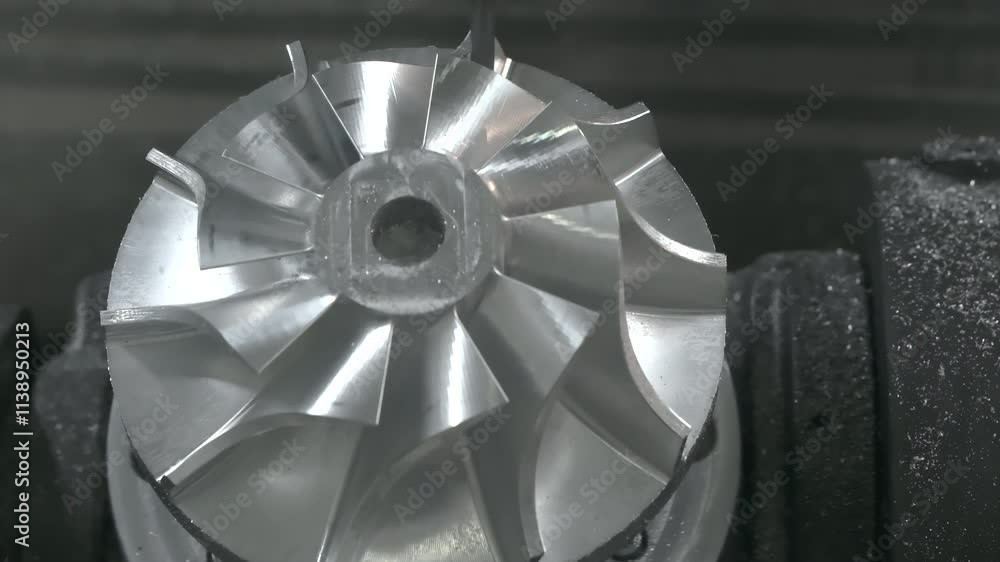 Poster the milling process on cnc milling machine. the metal working concept on the milling machine.