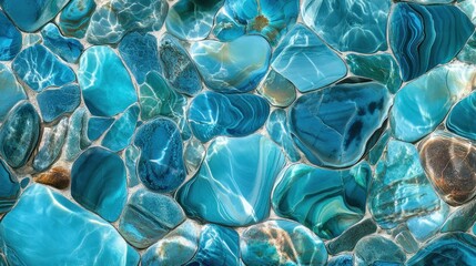 Blue stone wall with smooth shiny surface.