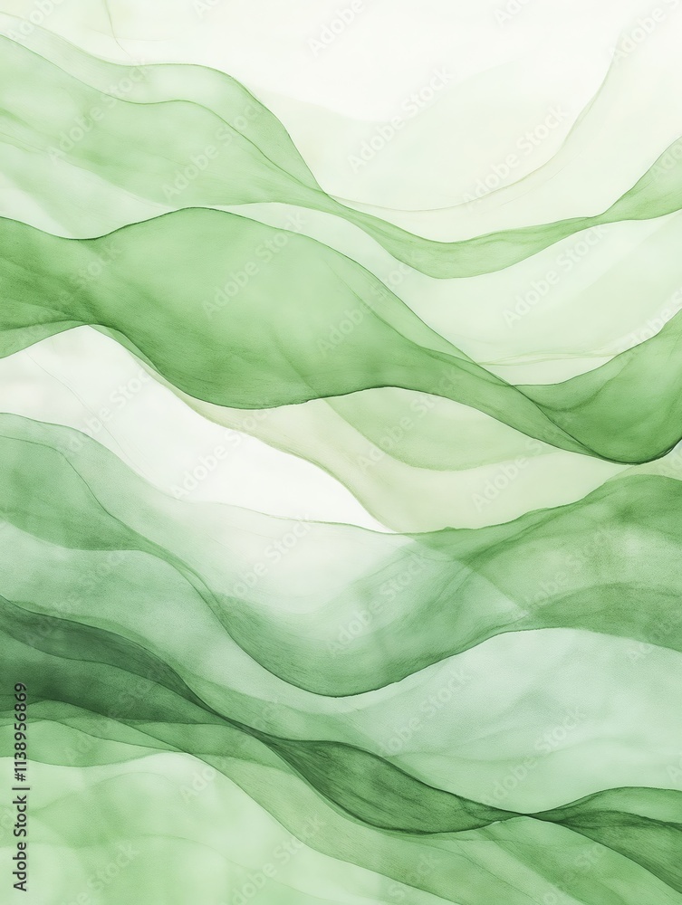 Aufkleber abstract background with smooth green wave lines and gradients. serenity. flow. harmony. copy space,