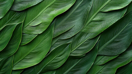 Obraz premium Dark green leaf texture, Natural green leaves using as nature background wallpaper