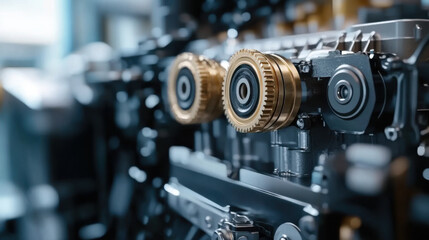 Fototapeta premium Automobile car gearbox with toothed wheels.