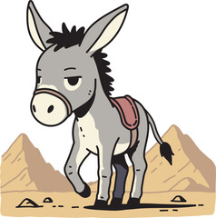 Cute donkey cartoonn illustration design art 