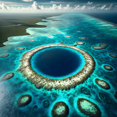 Great Blue Hole in Belize Barrier Reef
