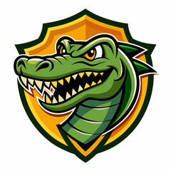 Powerful Alligator Logo Featuring Bold and Fierce Design with Sharp Lines and Dynamic Character