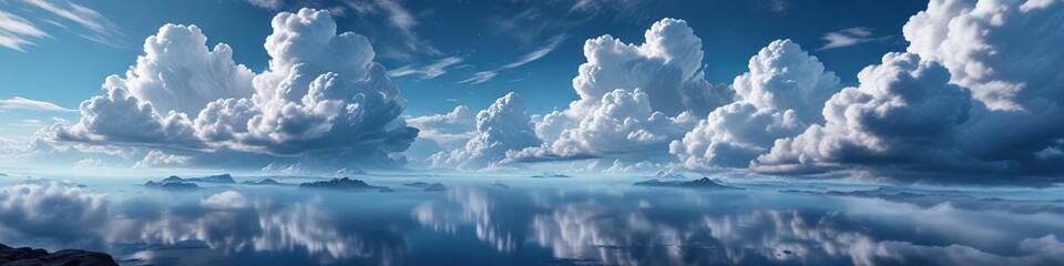 Obraz premium A stunning vista of clouds in the vast blue expanse, clouds, layered, landscape