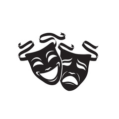 icon of comedy and tragedy theatrical masks with ribbon isolated on white background © Alexkava