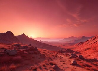 Naklejka premium Light red gradient effect in abstract landscape photography, artistic vision, peaceful atmosphere