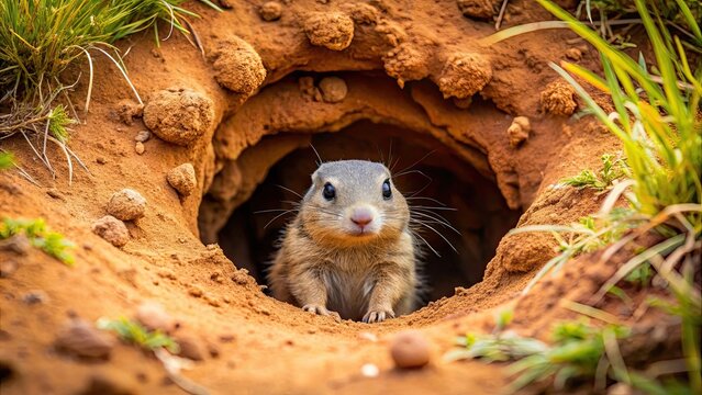 Ghiro in its burrow, ghiro, hibernating animal, winter sleep