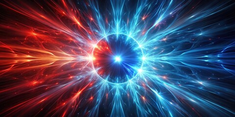 Red and blue streaks merge at glowing center of void