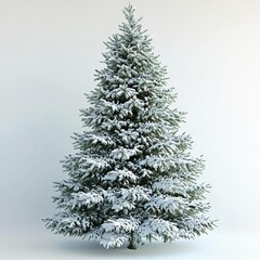 Christmas tree in snow isolated on white background , isolated on white background,  , copy space, copy space for text,