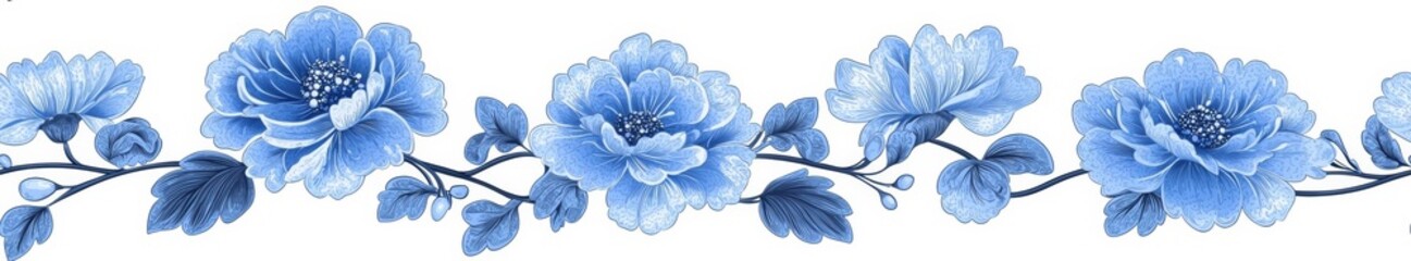 hyper realistic photo of  Abstract floral seamless border