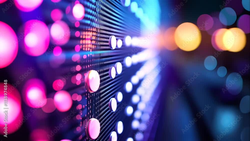 Aufkleber abstract colorful bokeh lights and grid background. animation looping video background. generated wi