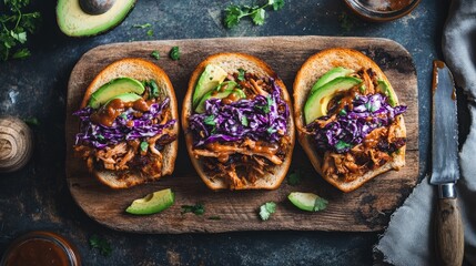 Delicious Pulled Pork Sandwiches with Avocado and Slaw