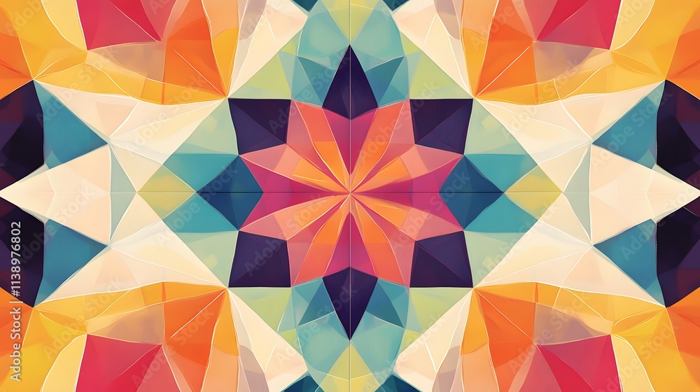 Poster abstract colorful geometric kaleidoscope pattern design