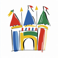 minimalist vector logo of creative inflatable kids party castle 