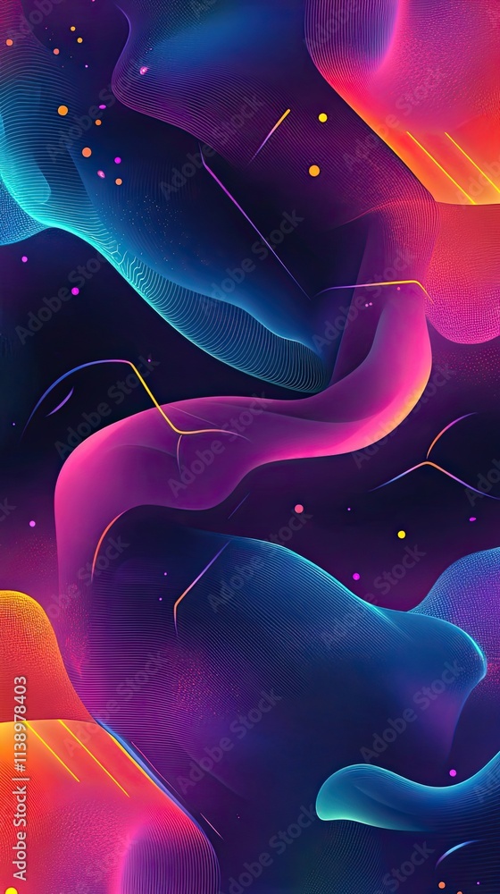 Poster abstract colorful waves and lines design