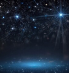 Obraz premium Dark Blue Background with Glittering Stars and Sparkling Effect, metallic sheen, reflective surface