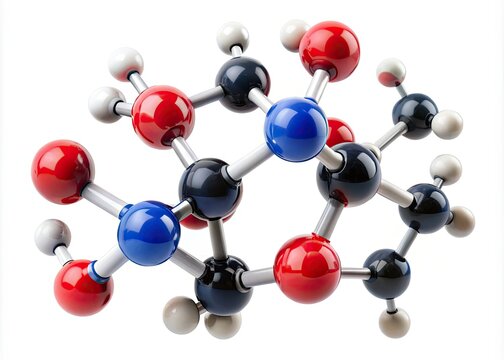 A 3D model showcases the lactose molecule's structure, a disaccharide composed of galactose and glucose, key to dairy products.
