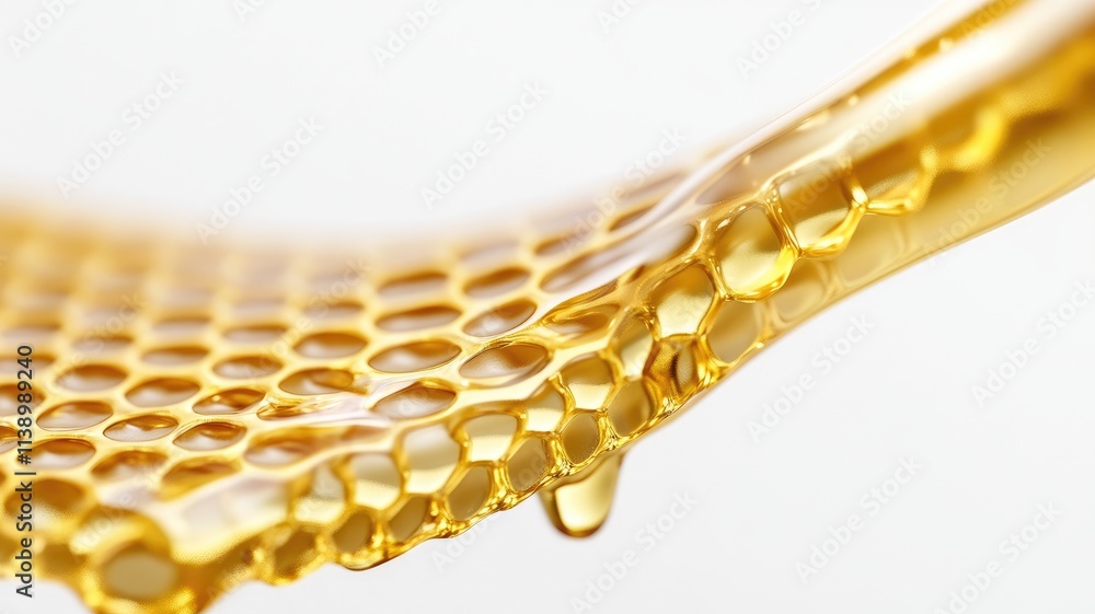 Aufkleber macro shot of honeycomb structure with flowing honey