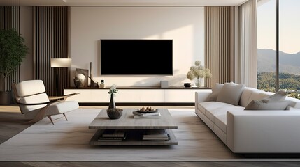 Sleek Living Room with White TV Console