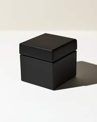 Fototapeta premium Black Matte Jewelry Box: Minimalist Design, Dramatic Lighting, Sophisticated Mood