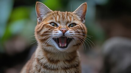 a cat with its mouth open