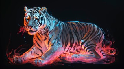Obraz premium Tiger neon oil paintings thick brushstrokes