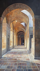 Fototapeta premium Ancient Ruin Archway, Intricate Pattern, Historical Context, Grand Scale, Cultural Heritage
