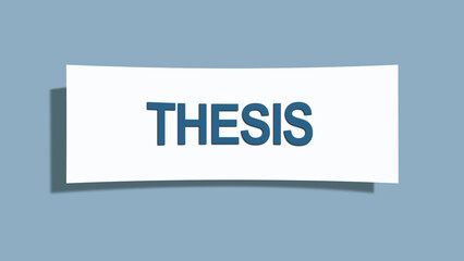 Thesis. A card isolated on blue background.