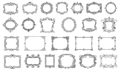 Classic floral border icon collection