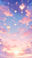 Obraz premium Whimsical Heart Shapes in a Dreamy Sky