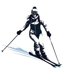 Woman skiing in the mountains