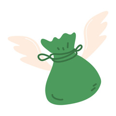 Money bag with Wings Illustration of Flying