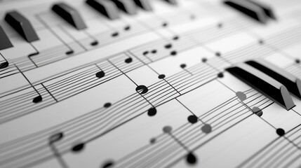 Fototapeta premium Experience Sheet Music Filled with Harmony, Creativity and Rhythm Ready to Inspire and Transform Your Musical Journey, Unleash Your Inner Composer and Musicianship with Notes of Passion