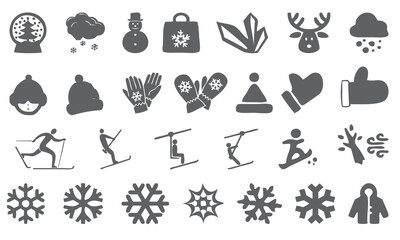 Snowing activity icon collection