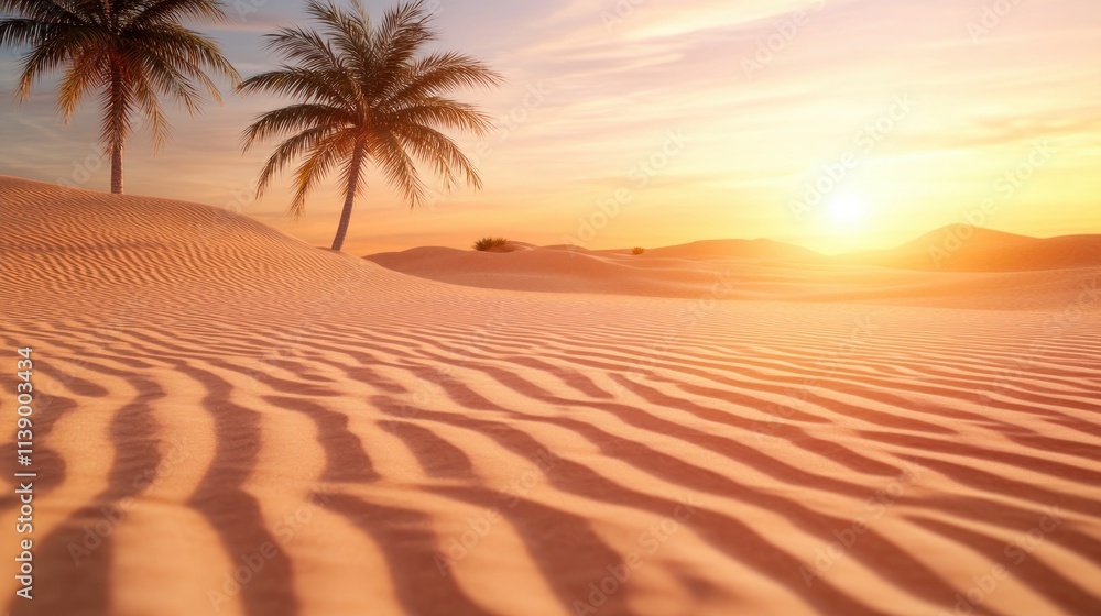 Aufkleber experience the mesmerizing dance of abstract shadows of palm trees falling on golden sand during sun
