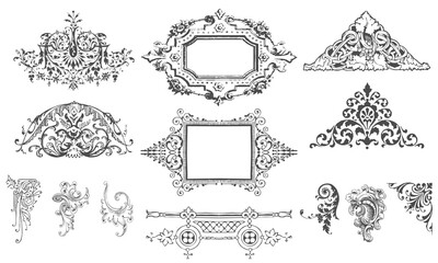 Classic floral border icon collection