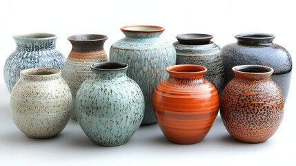 a group of pottery on a white background