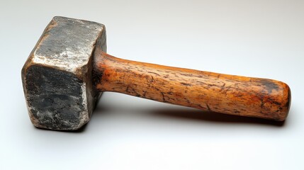 a hammer with a wooden handle