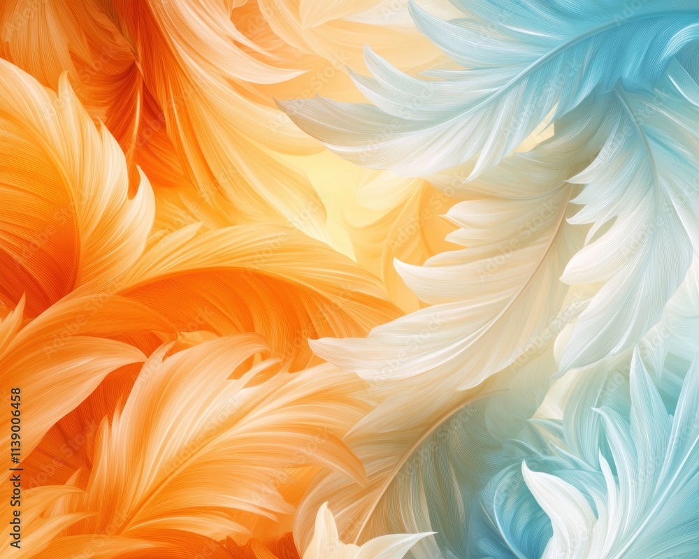Poster explore vibrant abstract art featuring an artistic abstraction of coconut palms with dynamic sunset 