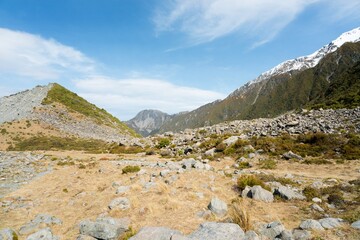 Rugged Alpine Landscape with Huge Boulders and Rocks, Dramatic Mountain Scenery