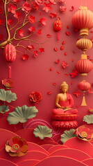 The Buddhism-Themed Ornaments with Peaceful Copy Space for Zen Messages. Ideal for mindfulness blogs, spiritual quotes, and wellness branding.