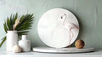 Stylish flamingo decoration in modern home interior design minimalist setting artistic view