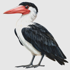 Booby Bird with Red Beak and Black Feathers Captured in Stunning Detail Natural Habitat Wildlife Photography Stock Image for Commercial Use