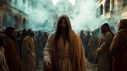 The Confrontation with the Pharisees: Jesus Challenges the Pharisees in the Temple, Biblical New Testament Depiction