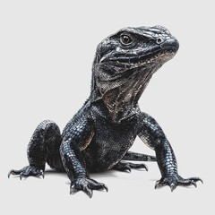 Fototapeta premium Monitor Lizard Sitting on Ground in Natural Habitat with Detailed Texture and Bold Colors Showcasing Wildlife in Nature Photography for Stock and Commercial Use